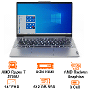 Laptop Lenovo IdeaPad 5 14ALC05 AMD Ryzen 7 5700U/8GB onboard/512GB SSD PCIe/14" FHD/Led_KB/Win 10/Gray/2Y
